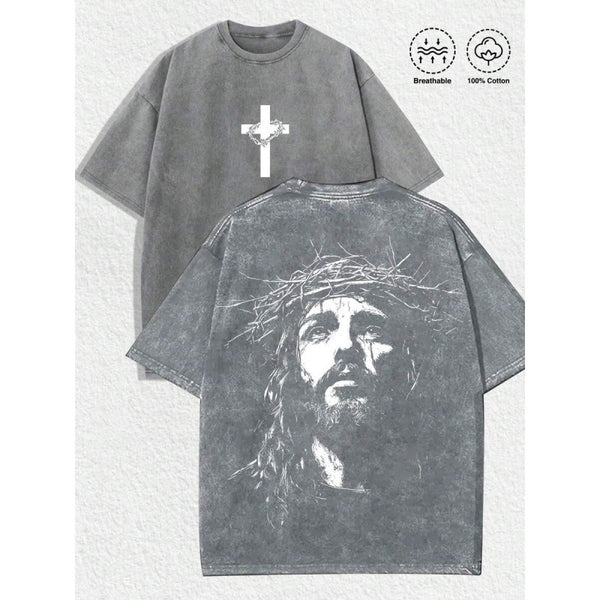 1 PC Religious With Crown Of Thorns Graphic Tee Featuring