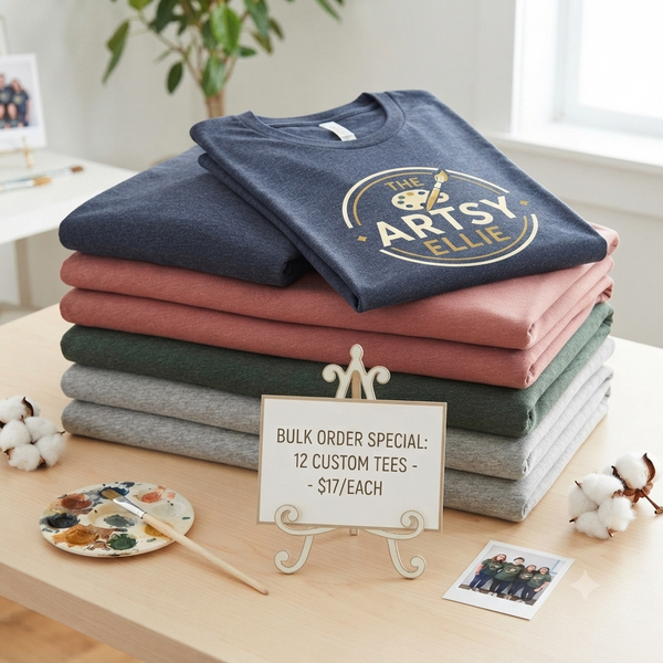 12 pcs Bulk Order Custom Design T-Shirts ($17 each)
