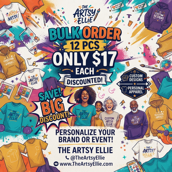 12 pcs Bulk Order Custom Design T-Shirts ($17 each)